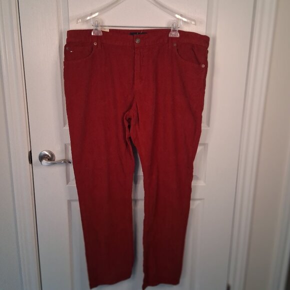 Tommy Hilfiger Pants Mens 40x32 Red Corduroy Slim Fit Classic Casual Cotton  New - Picture 1 of 7